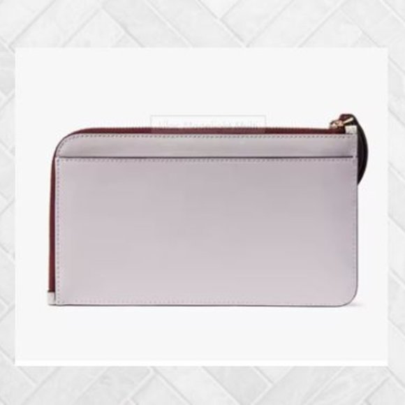 KATE SPADE L ZIP MEDIUM WRISTLET NWT 2 TONE LILAC & CREAMY WHITE - Picture 3 of 3